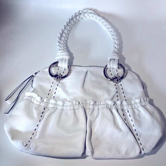 Authentic B MAKOWSKY Leather Braided Straps A211928 Handbag Purse White NWOT - Picture 4 of 14
